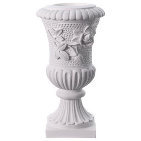 Vase sur pied pour tombe roses marbre synthétique