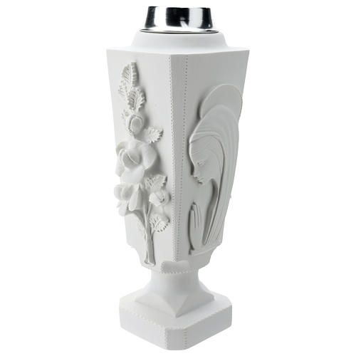 Flower vase in reconstituted marble, Mary and roses 4