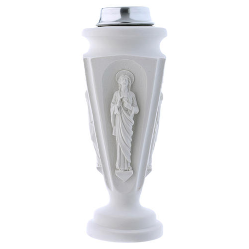 Grabvase Maria und Jesus weiße Kunstmarmor 3