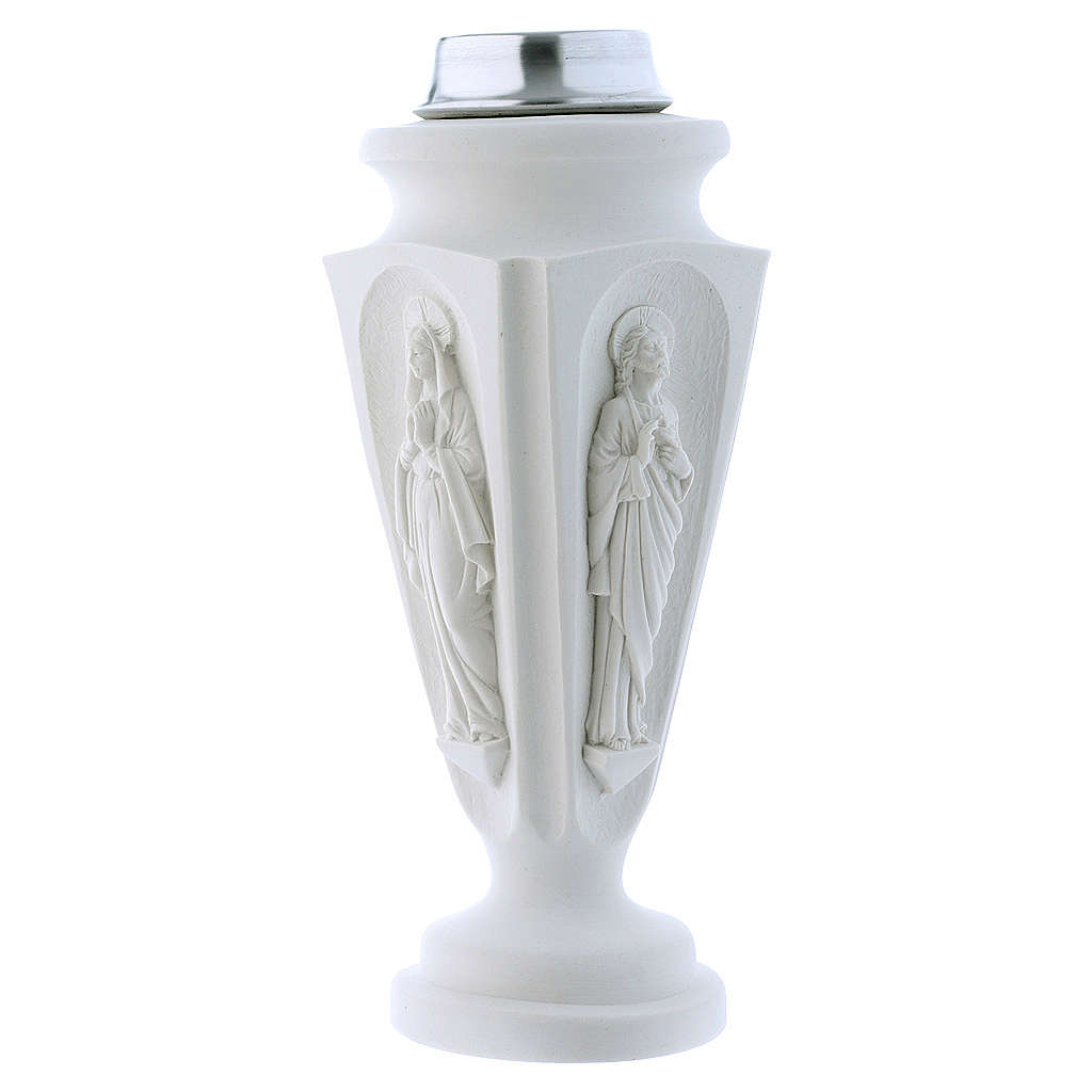 Flower vase in reconstituted marble, Mary and Jesus | online sales on