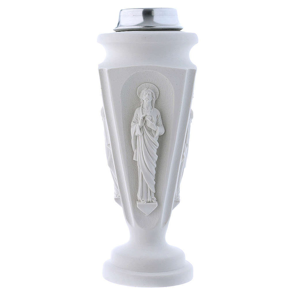 Flower vase in reconstituted marble, Mary and Jesus | online sales on