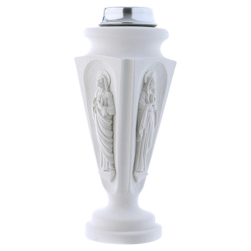 Flower vase in reconstituted marble, Mary and Jesus 2