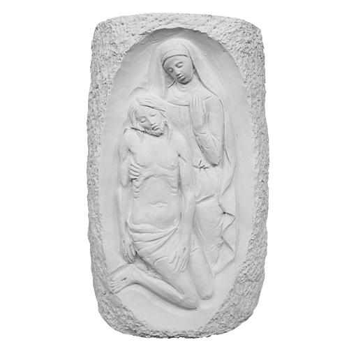 Flower vase in reconstituted marble with Mary and Jesus 1