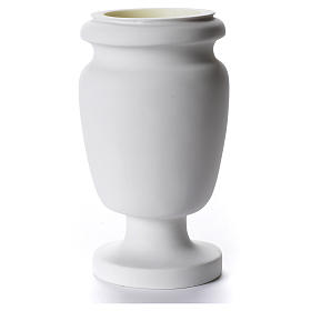 Flower vase for cemetery in reconstituted white marble