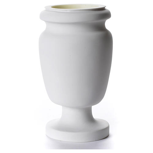 Flower vase for cemetery in reconstituted white marble 1