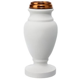 Flower vase in reconstituted white marble