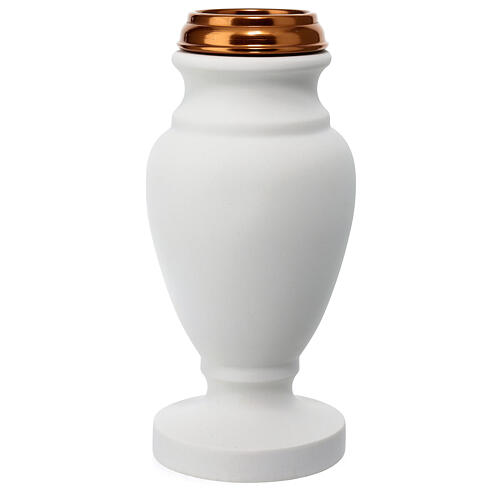 Flower vase in reconstituted white marble 1
