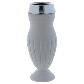 Floor flower vase in reconstituted white marble