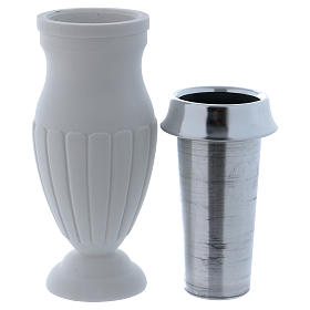 Floor flower vase in reconstituted white marble