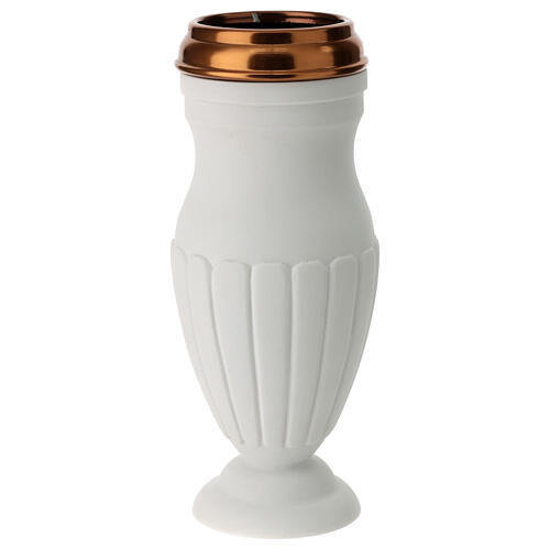 Vase pour tombe en marbre synthétique blanc 1