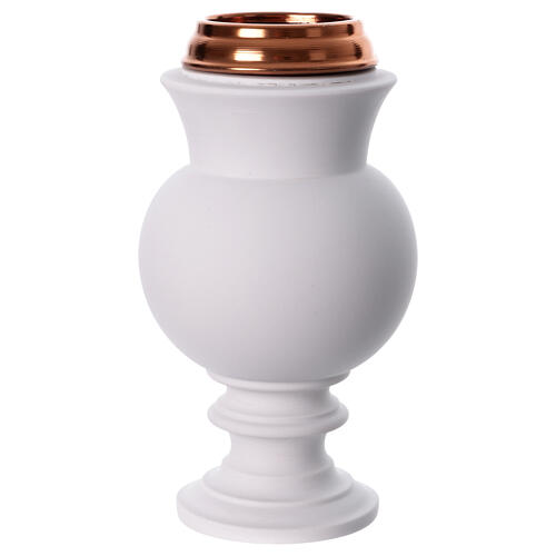 Vase rond pour tombe en marbre synthétique blanc 1