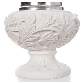 Light holder with flowers in reconstituted marble