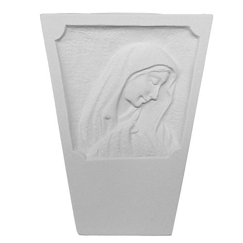 Vase funéraire carré Vierge en prière marbre reconstitué 1