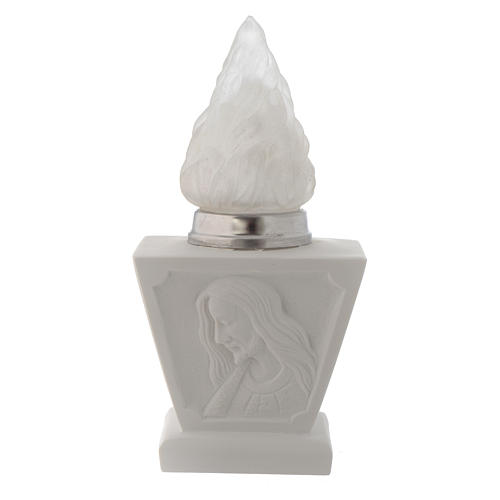 Light holder for cemetery, in reconstituted white marble, Jesus 1