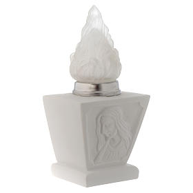 Light holder for cemetery, in reconstituted white marble, Jesus