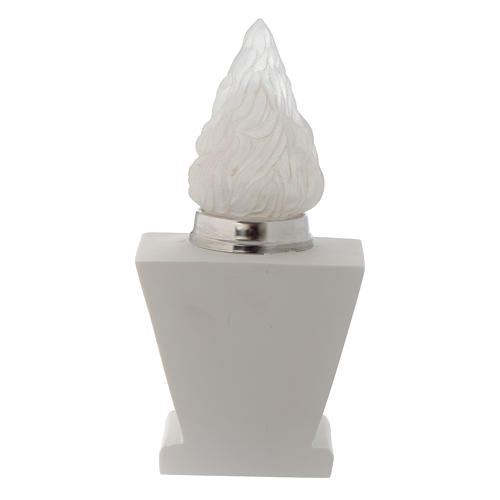Light holder for cemetery, in reconstituted white marble, Jesus 3