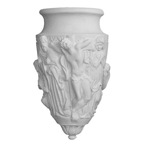 Vase funéraire à fixer Crucifixion marbre synthétique 1