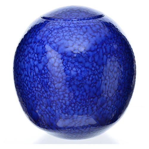 Cremation urn, square in enamelled porcelain, Blue Murano model 1