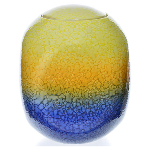 Cremation urn, square in enamelled porcelain, Murano Colours mod 2