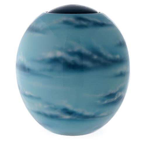 Urna cineraria porcelana pintada a mano azul fantasía 1