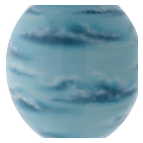Cremation urn in porcelain, hand painted blue design 2