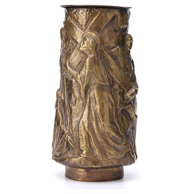 Flower vase in bronzed brass with basin