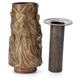 Vase fleur cimetière laiton bronzé avec bac s4