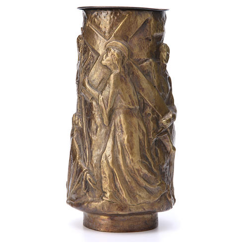 Flower vase in bronzed brass with basin 1