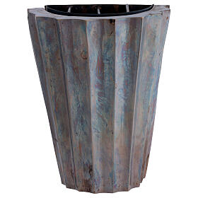 Vaso cimitero ottone bronzato plissettato e vasca