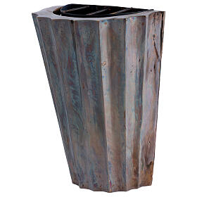Vaso cimitero ottone bronzato plissettato e vasca