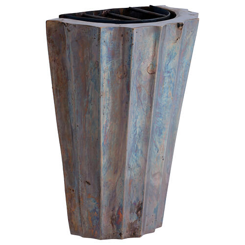 Cemetery vase bronzed plissé brass with basin 3