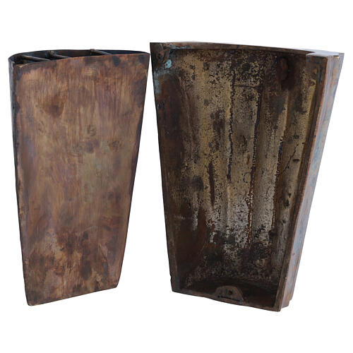 Cemetery vase bronzed plissé brass with basin 5