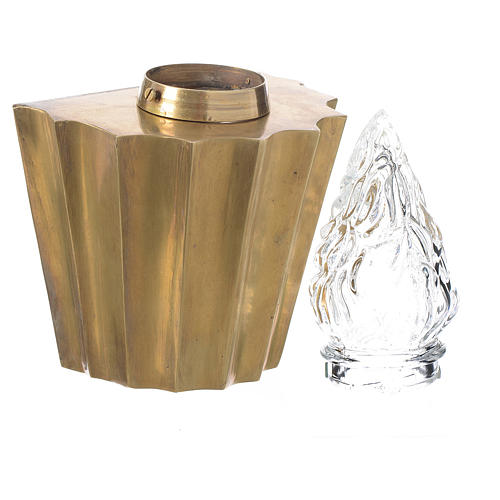 Cemetery light holder, bronzed plissé brass with light 3