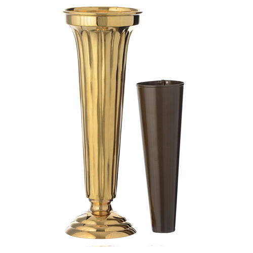 Flower vase chiseled brass 30cm 2