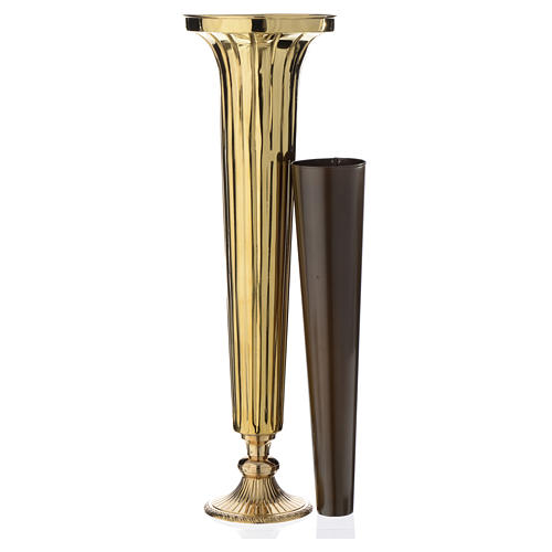 Flower vase chiseled brass 60cm 3