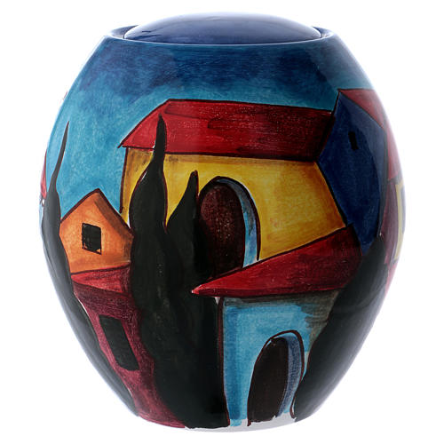 Aschenurne Keramik mit Landschaft 3