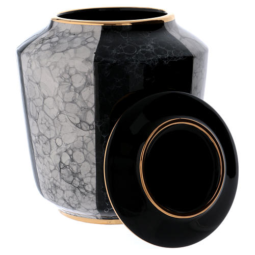 Aschenurne Keramik schwarz und gold 3