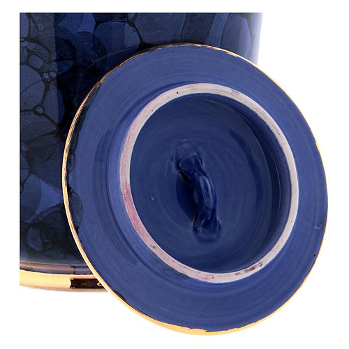 Aschenurne Keramik blau und gold 3