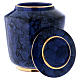 Aschenurne Keramik blau und gold s2