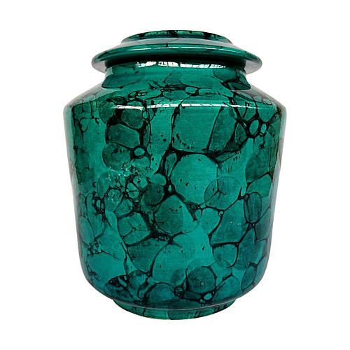 Urne funéraire avec décoration bulles sur vert-de-gris 1