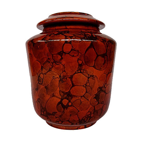 Aschenurne Keramik rot und orange 1