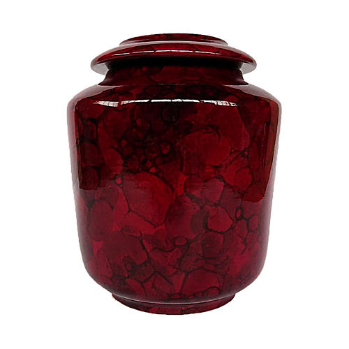 Urna funeraria color rosso vinaccia con decoro Bolle 1