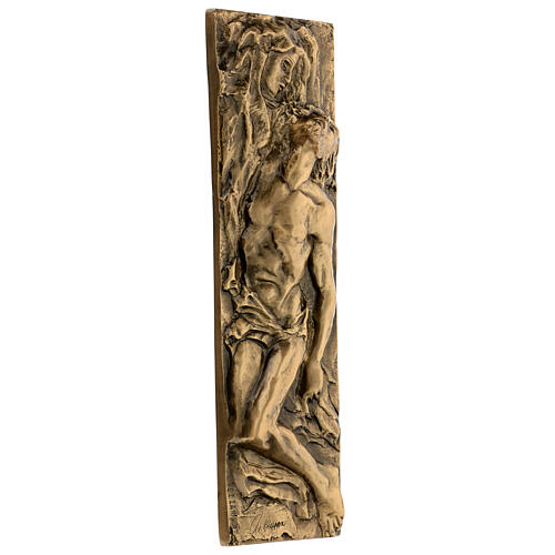 Plaque of the Virgin Mary and dead Christ in bronze 50x30 cm for EXTERNAL USE 4