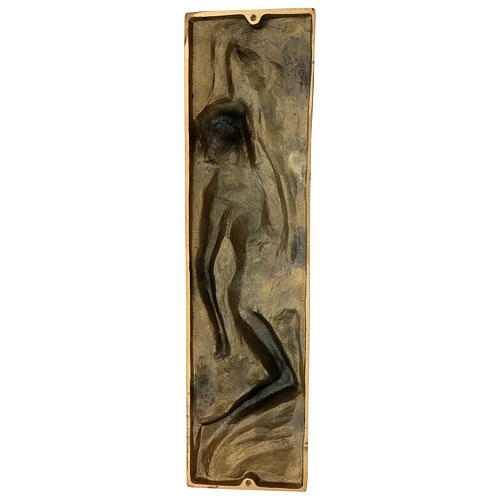 Plaque Vierge et Christ mort en bronze 50x15 cm pour EXTÉRIEUR 5