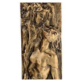 Plaque of Mary with dead Christ in bronze, 50x30 cm for OUTDOORS