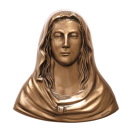 Plaque with Face of the Virgin Mary in bronze 35x35 cm for EXTERNAL USE 1