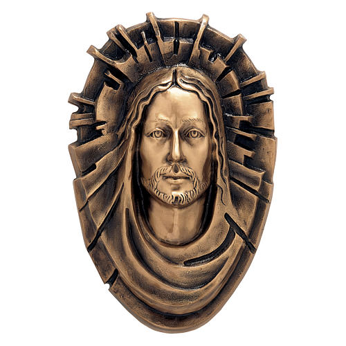 Plaque with Face of Resurrected Christ in bronze 45x30 cm for EXTERNAL USE 1