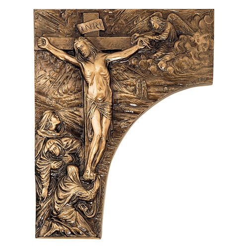 Plaque of the Crucifixion in bronze 50x40 cm for EXTERNAL USE 1
