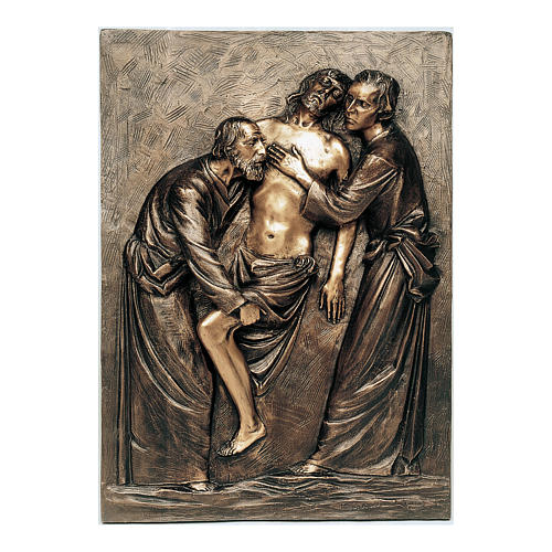Plaque of the Deposition of Jesus in bronze 70x50 cm for EXTERNAL USE 1