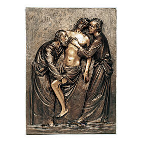 Plaque of the Deposition Jesus Christ in bronze, 70x50 cm for OUTDOORS
